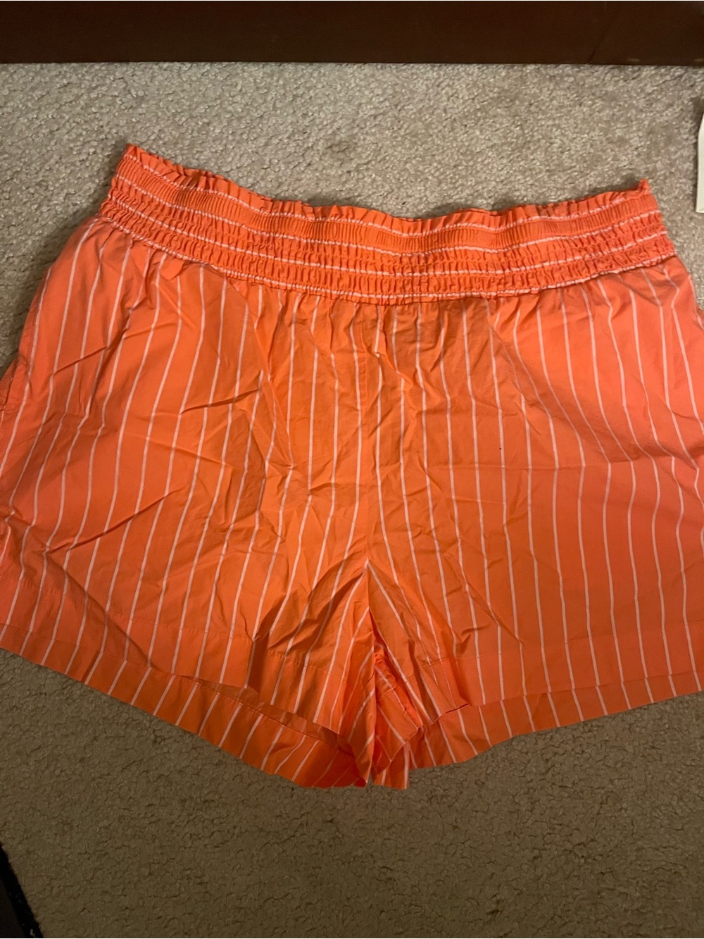 Target Orange Pinstripe Elastic-Waist Athletic Shorts